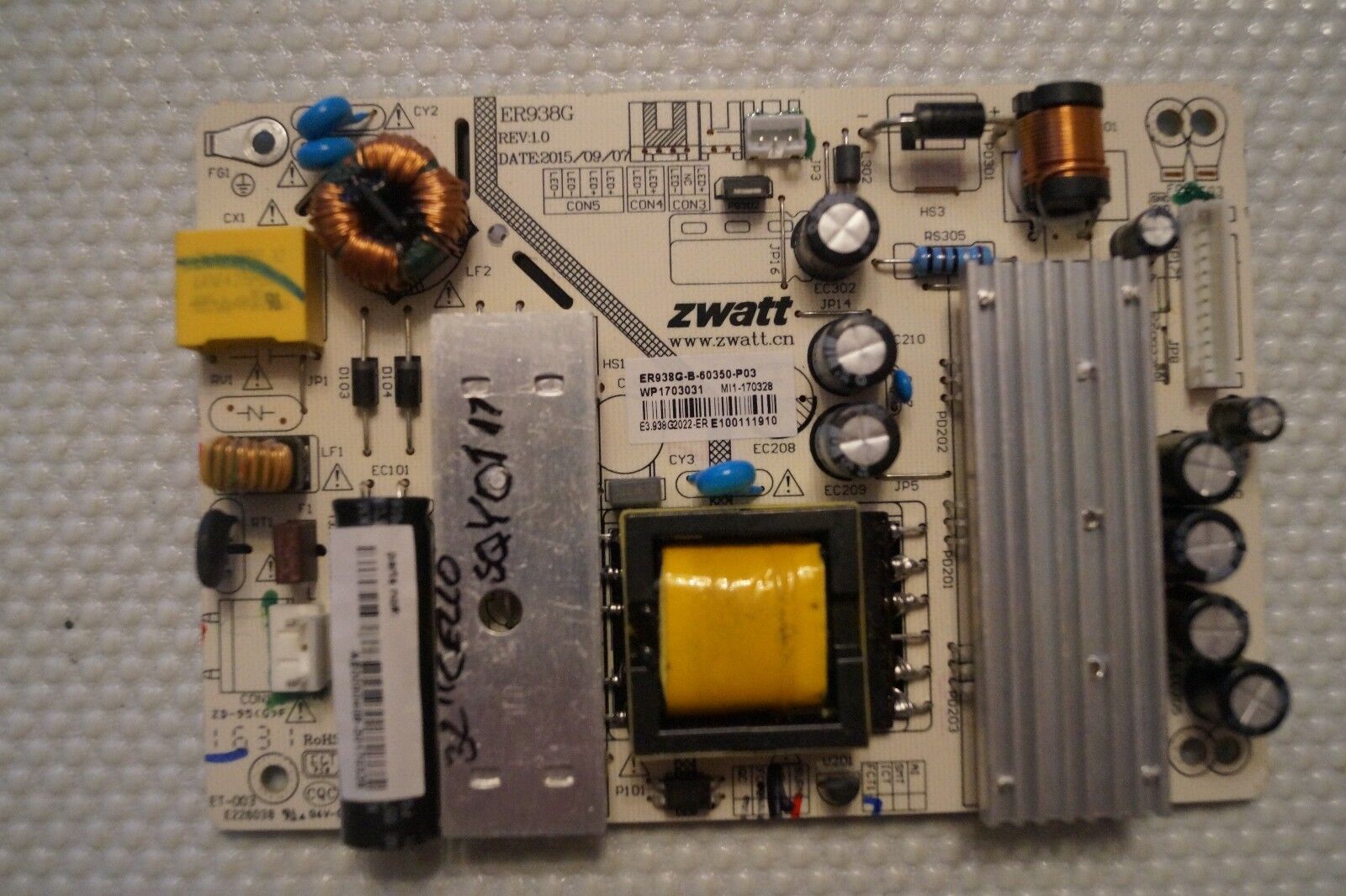 PSU POWER SUPPLY BOARD ER938G REV:1.0 WP1703031 T320XVN02.F FOR CELLO C32ANSMT