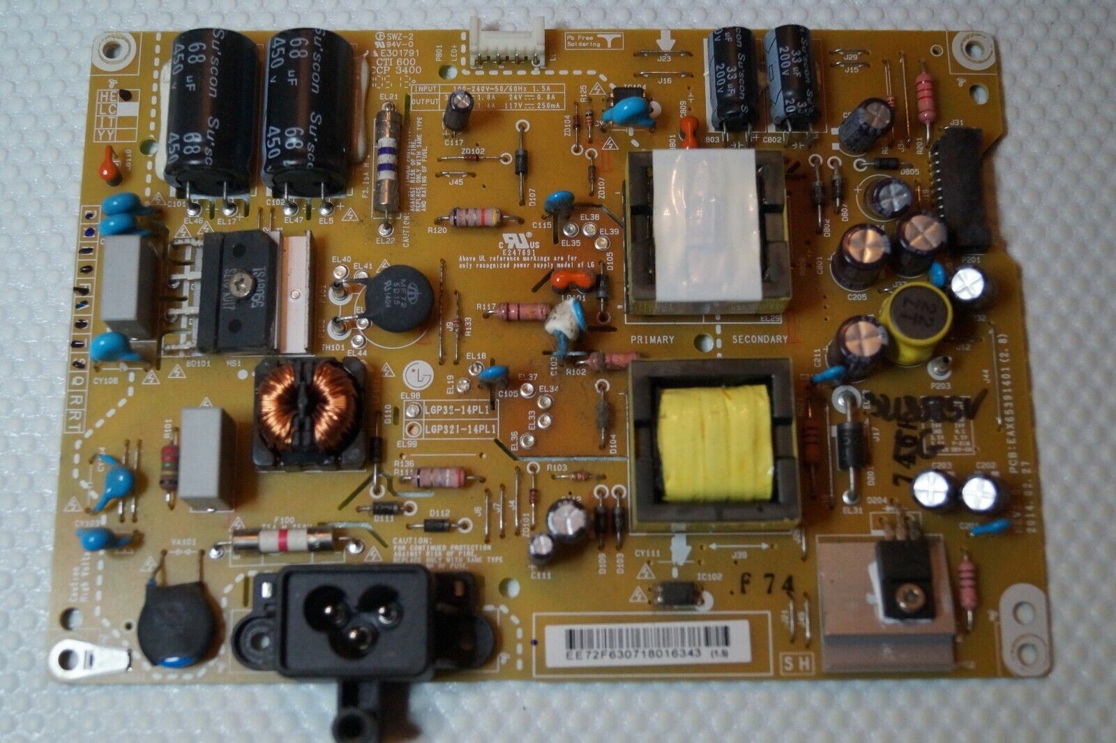 PSU POWER SUPPLY BOARD 715G7801-P02-W03-CH2S FOR 32″ LG 32LH500D LED TV