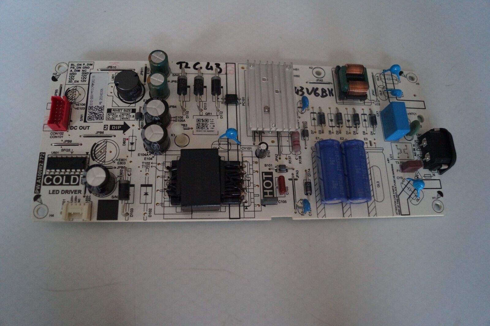 PSU POWER SUPPLY BOARD PW.A100W2.772  FOR 43″ TCL 43V6BK LED TV