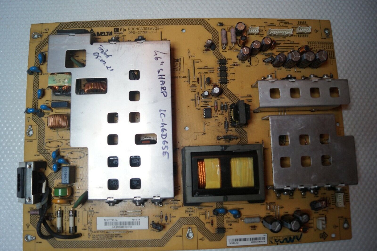 PSU POWER SUPPLY BOARD RDENCA308WJQZ DPS-277BP-1 A FOR 46″ SHARP LC-46D65E TV