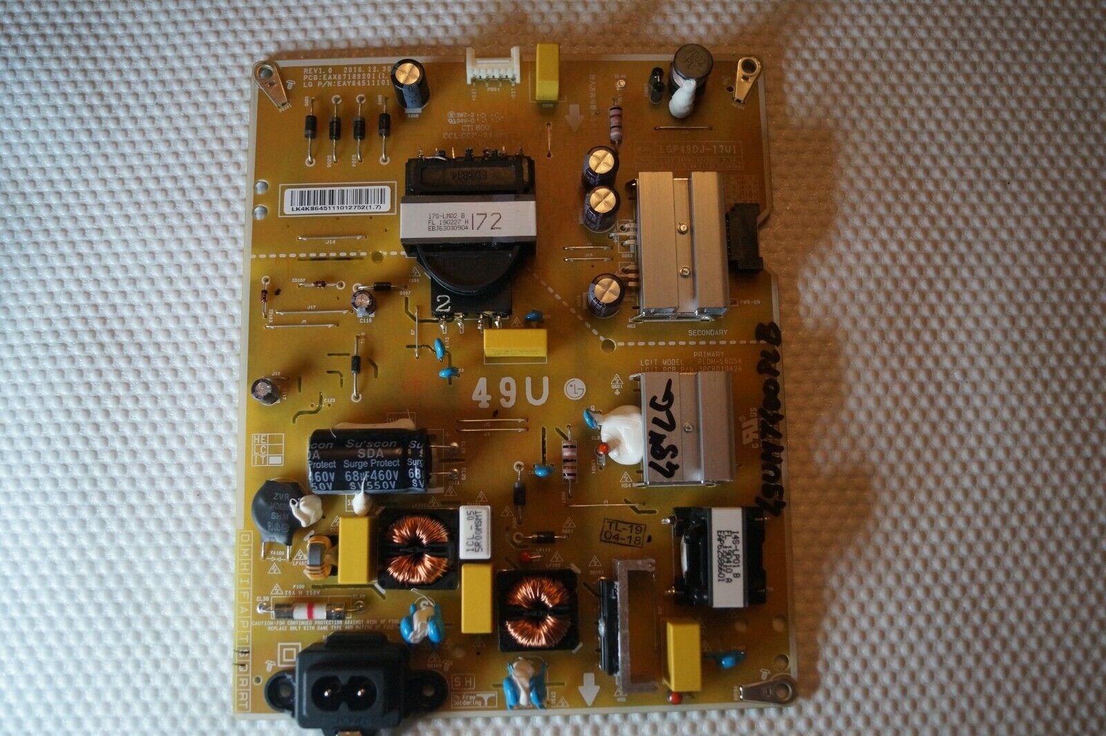 PSU POWER SUPPLY BOARD EAY64511101 EAX67189201(1.6) FOR 49″ LG 49UM7400PLB TV