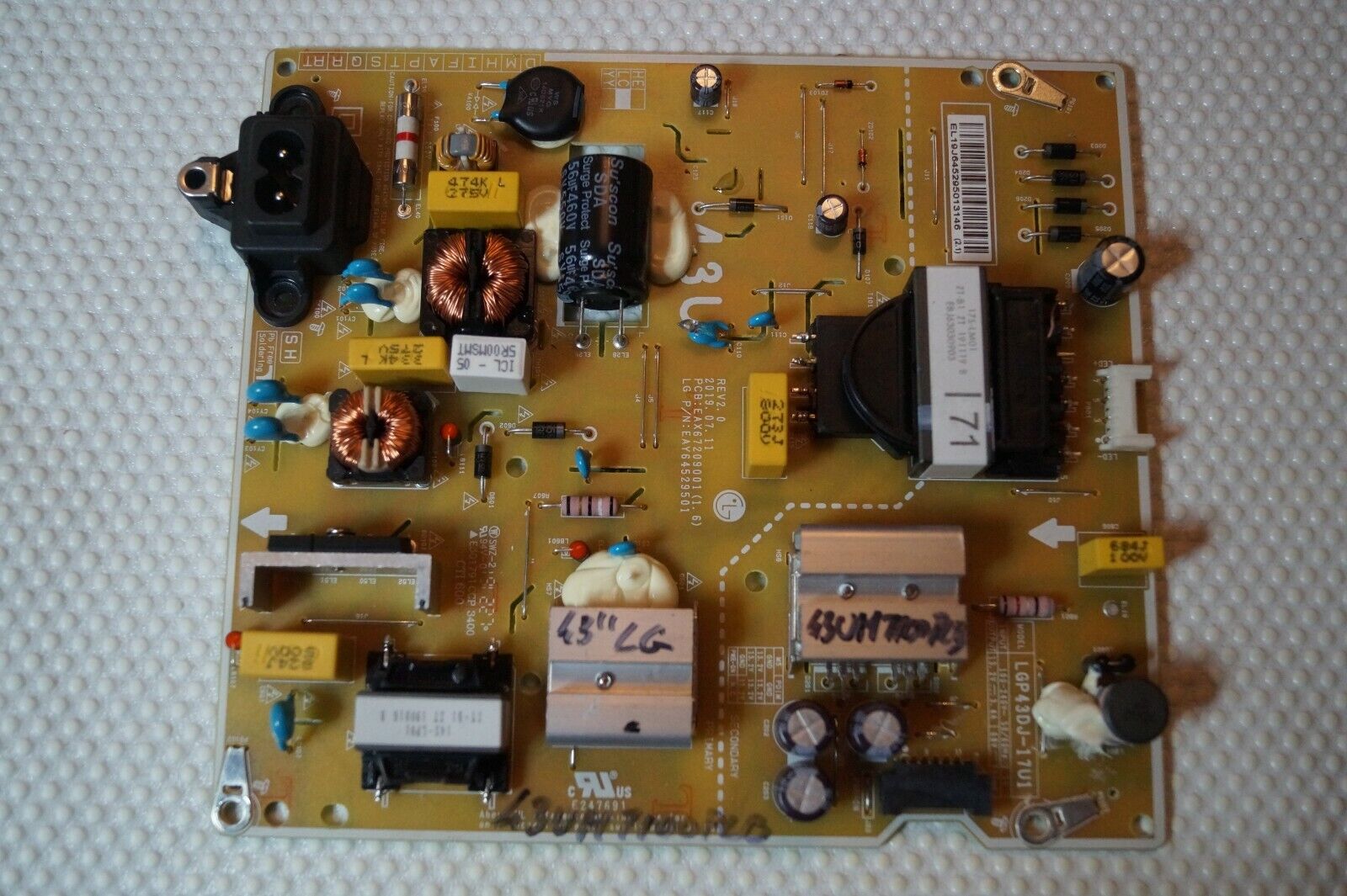 PSU POWER SUPPLY BOARD EAX67209001(1.6) EAY64529501 FOR 43″ LG 43UM7100PLB TV