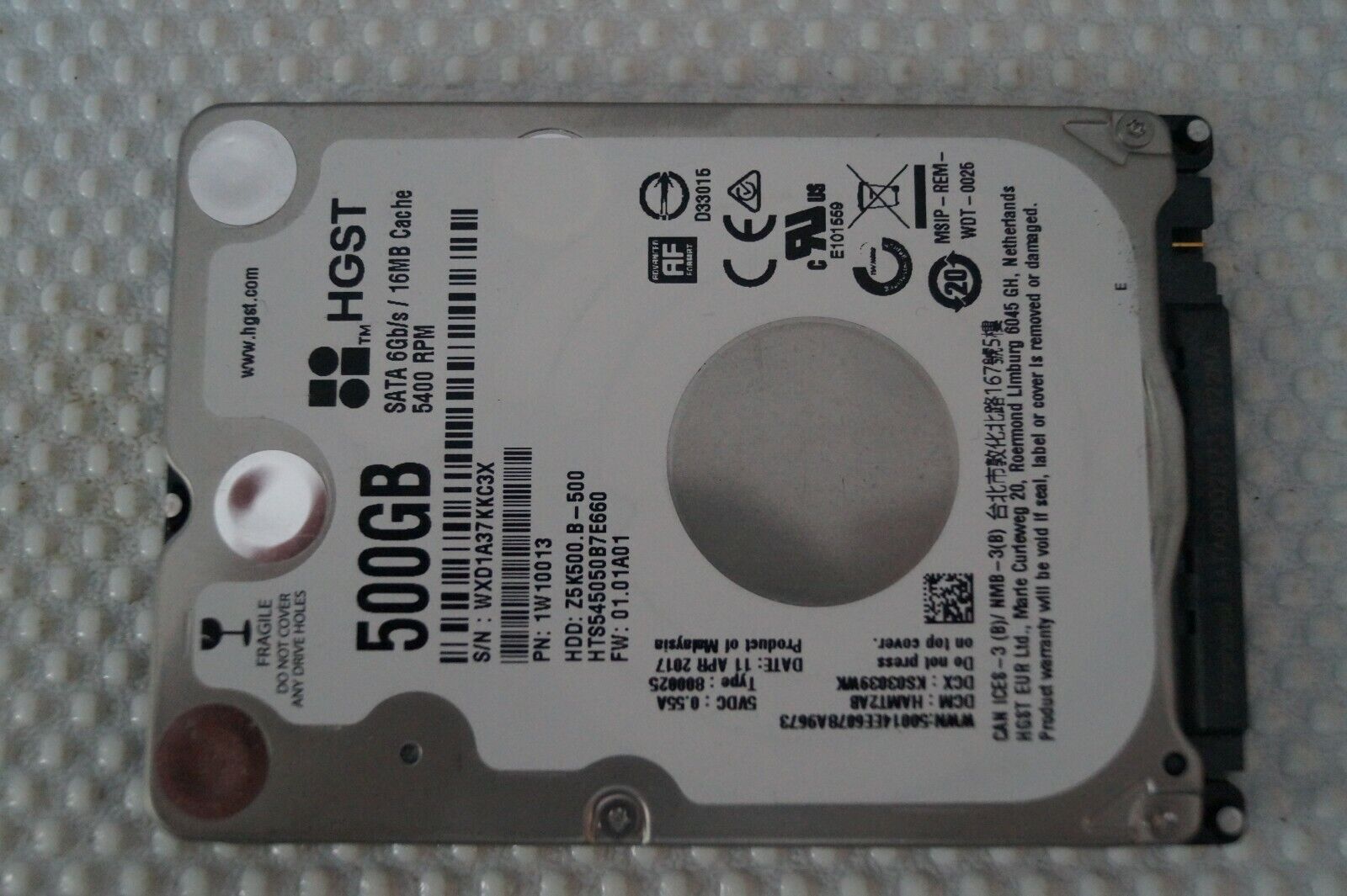 500GB LAPTOP HARD DRIVE HDD HGST Z5K500.B-500 HTS545050B7E660 1W10013 2.5″ SATA