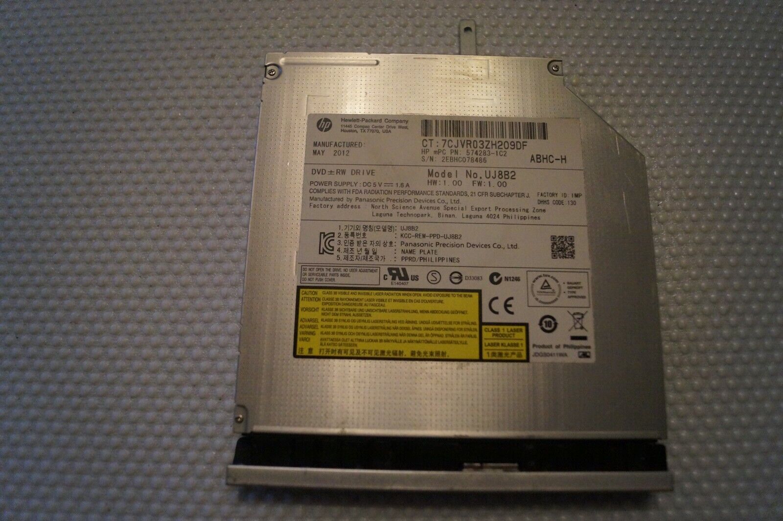 DVD 686916-001 OPTICAL DRIVE UJ8B2 FOR 15.6″ HP ENVY M6-1000 SERIES LAPTOP