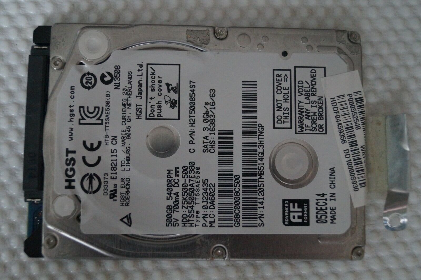 HGST 500GB 2.5″ SATA HTS545050A7E3800 H2T500854S7 LAPTOP HARD DISC DRIVE HDD