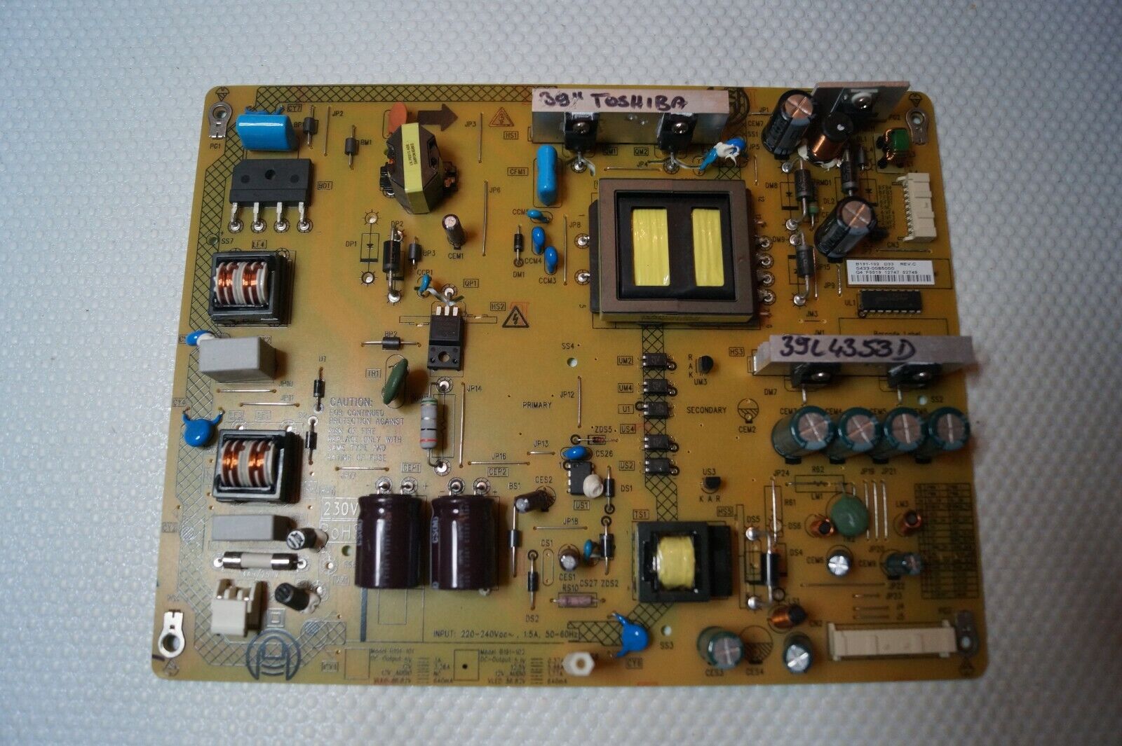 PSU POWER SUPPLY BOARD B191-102  4H.B1910.011/E FOR 39″ TOSHIBA 39L4353D LED TV