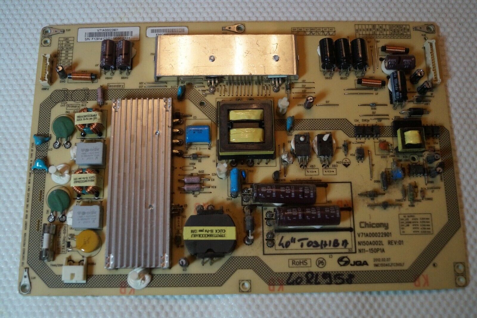 PSU POWER SUPPLY BOARD V71A00022901 N150A002L REV:01 FOR 40″ TOSHIBA 40RL958 TV