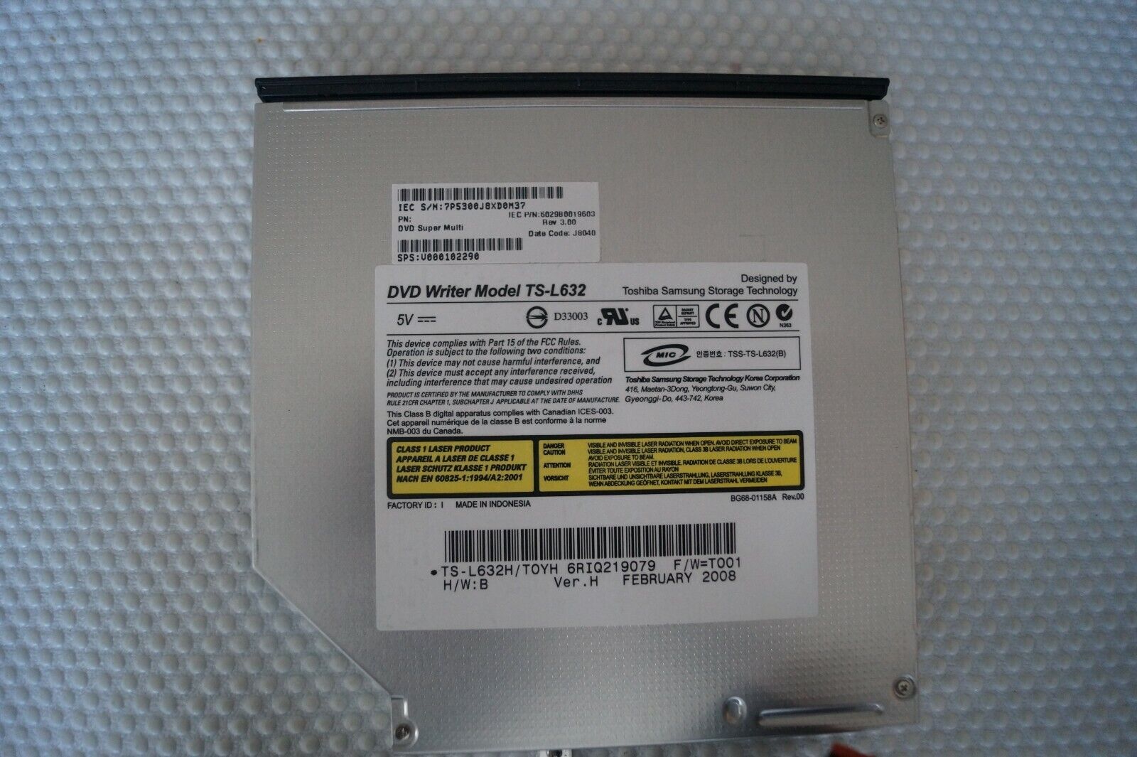 DVD OPTICAL DRIVE ATA TS-L632 V000102290 FOR 17″ TOSHIBA L350-10L LAPTOP GENUINE