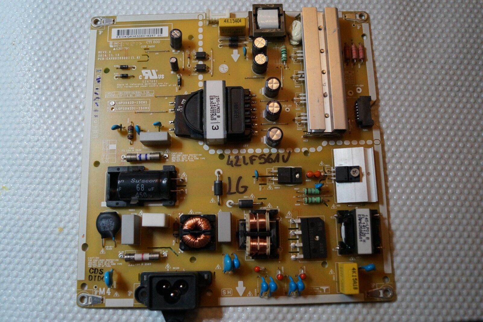 POWER SUPPLY BOARD PSU EAX66203001 (1.6) FOR 42″ LED TV LG 42LF561V 42LF562V