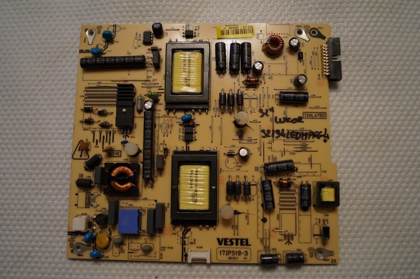 PSU POWER SUPPLY BOARD 17IPS19-3 V1 23051376 FOR 32″ LUXOR 32134LEDMPEG4 LED TV