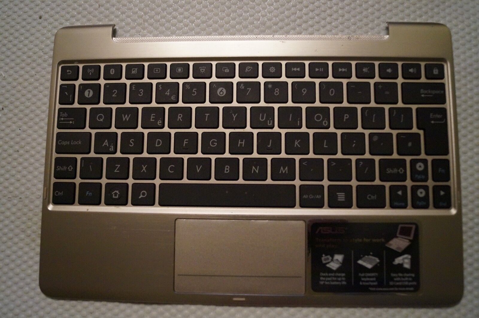 PALMREST W/KEYBOARD UK & TOUCHPAD FOR 10.1″ ASUS TRANSFORMER PRIME TF201 SILVER