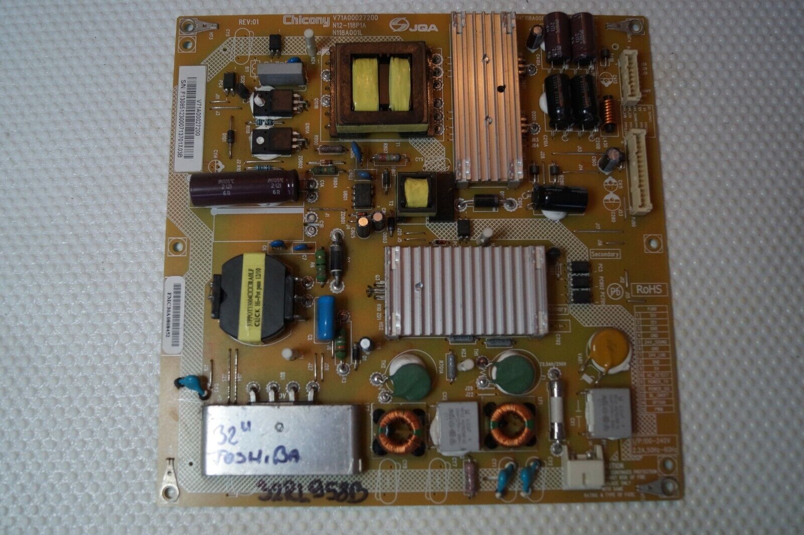 PSU POWER SUPPLY BOARD V71A00027200 N12-118P1A FOR 32″ TOSHIBA 32RL958 LED TV