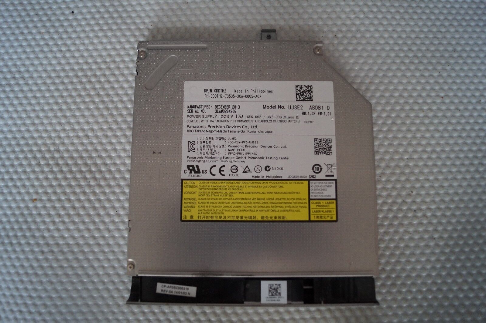 DVD SLIM OPTICAL DRIVE UJ8E2 FOR DELL 15R 5537 LAPTOP DP/N 0DTH2