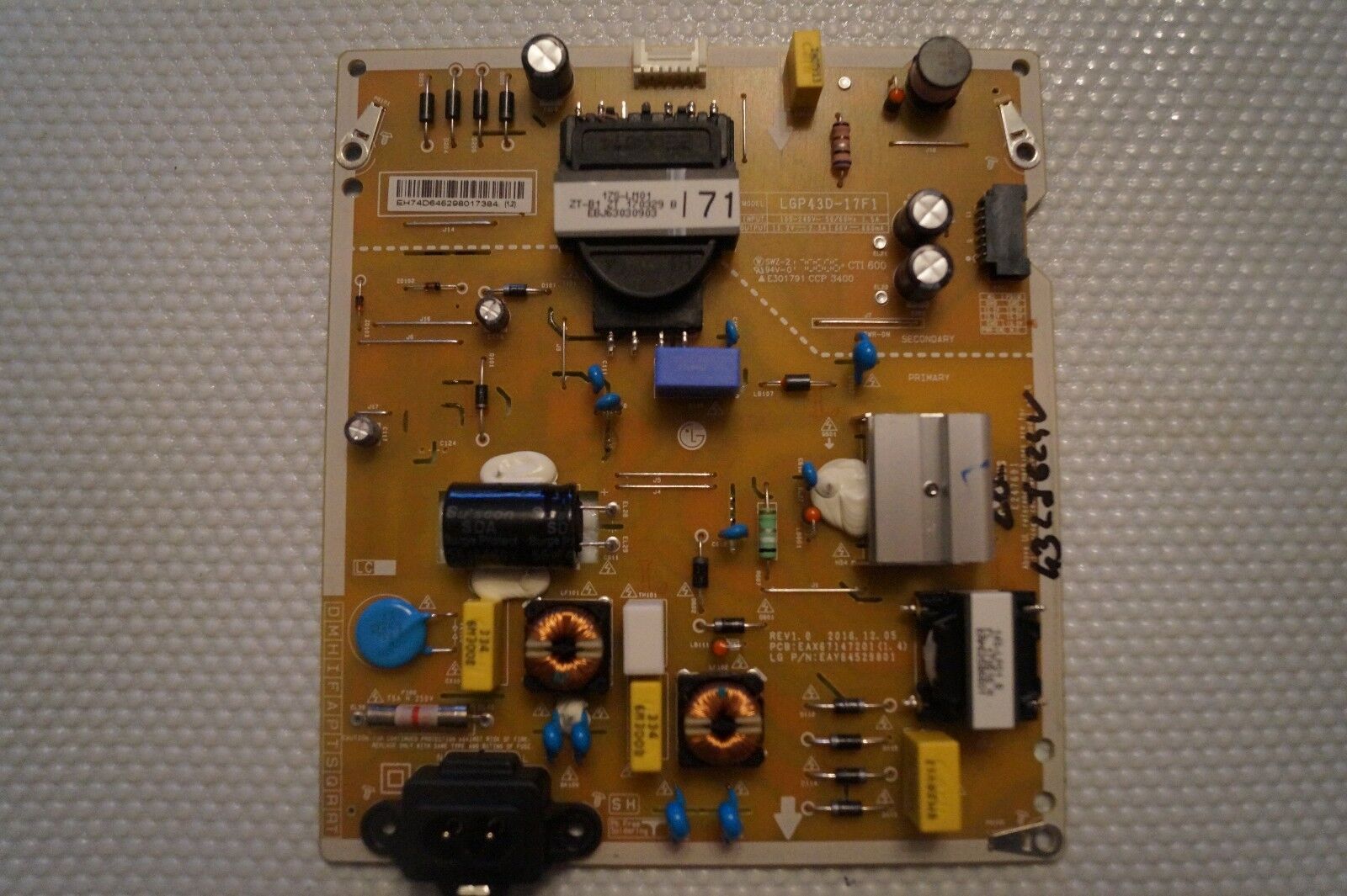 PSU POWER SUPPLY BOARD EAX67147201(1.4) EAY64529801 FOR 43″ LG 43LJ624V 43LJ614V