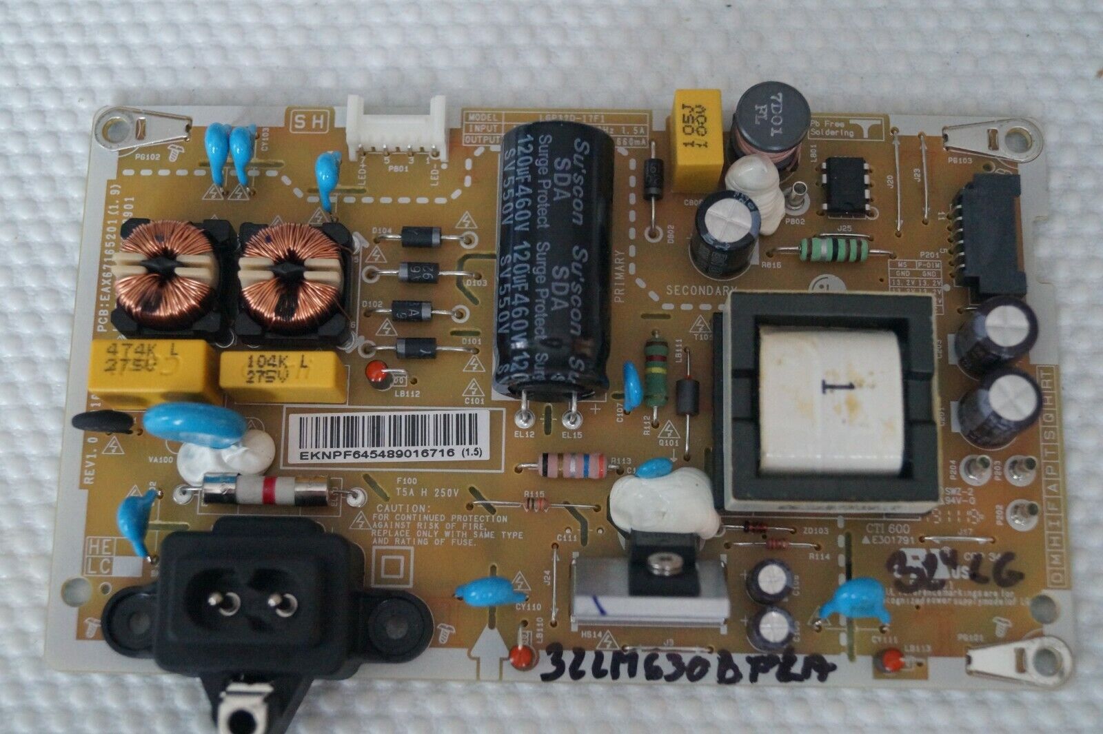 PSU POWER SUPPLY BOARD EAX67165201(1.9) EAY64548901 32″ LG 32LM6300PLA LED TV