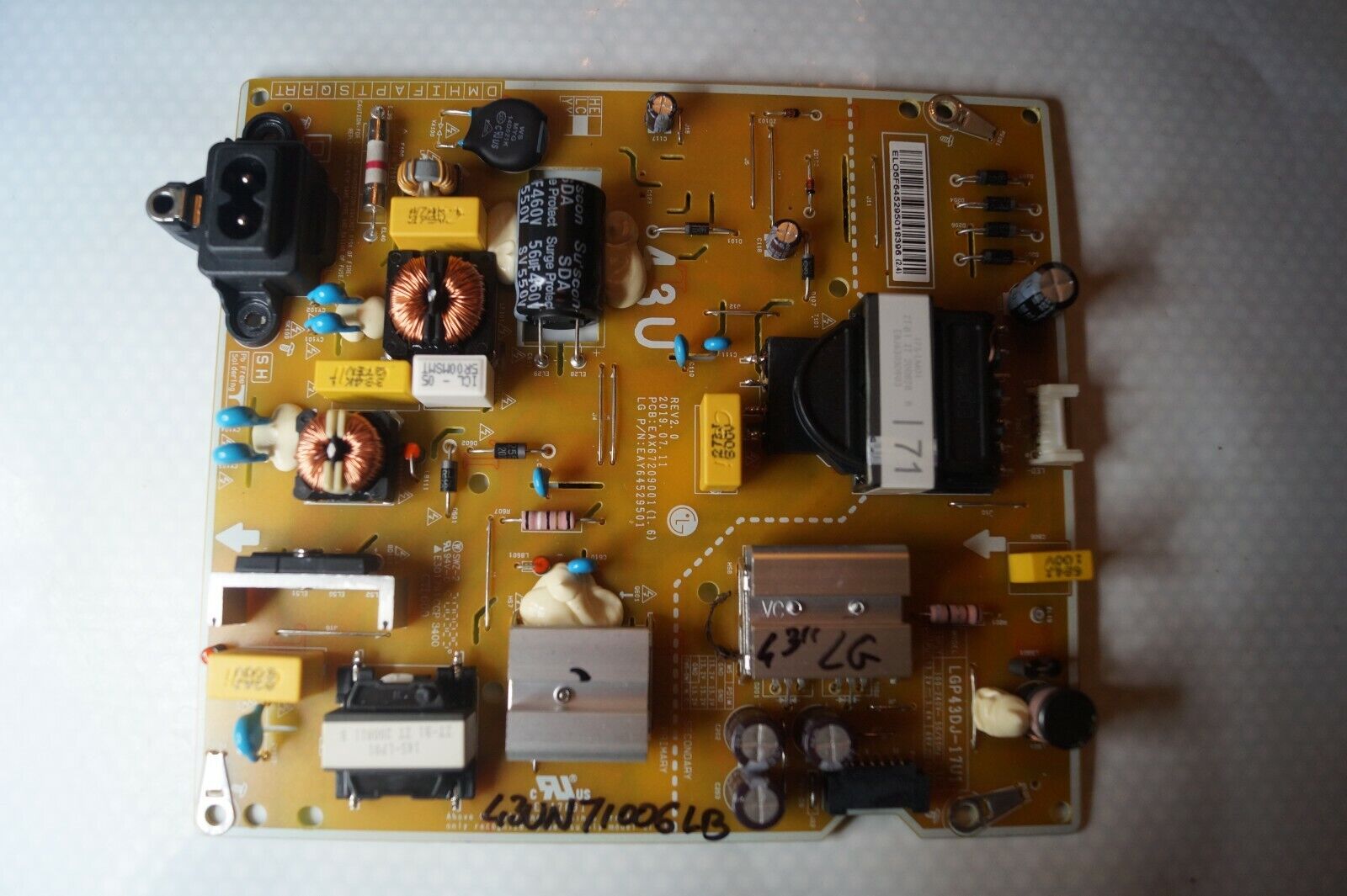 PSU POWER SUPPLY BOARD EAX67209001(1.6) EAY64529501 FOR 43″ LG 43UN71006LB TV