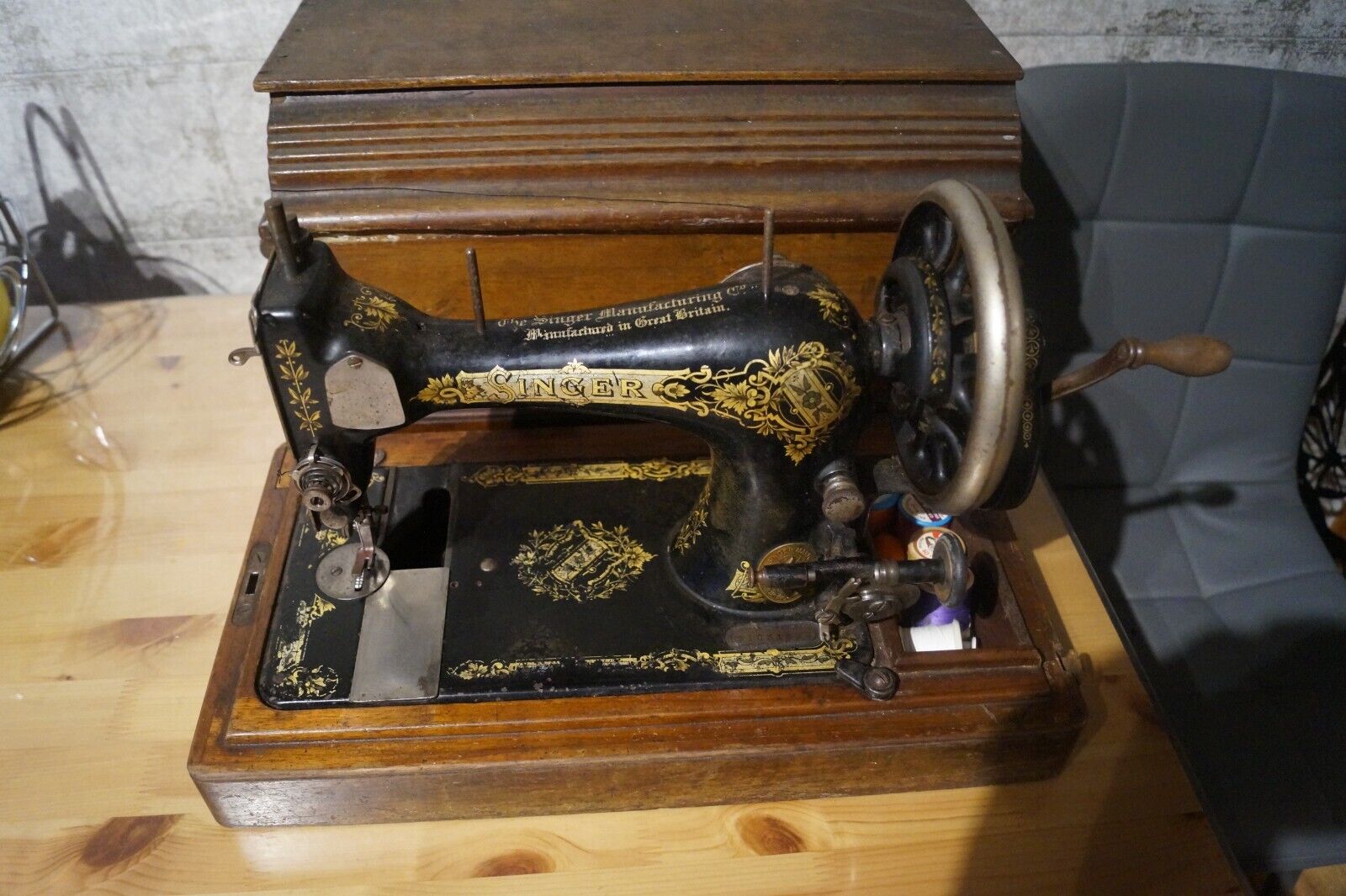 Vintage Singer Hand Crank  28k Sewing Machine Dated To 1906 SERIAL NO: S1031520