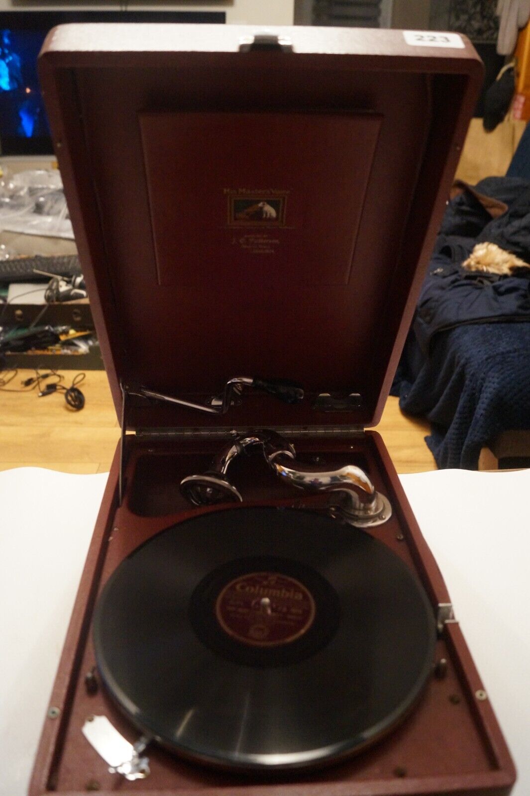 Antique His Masters Voice 102 Red Phonograph Vintage Collectible Gramophone