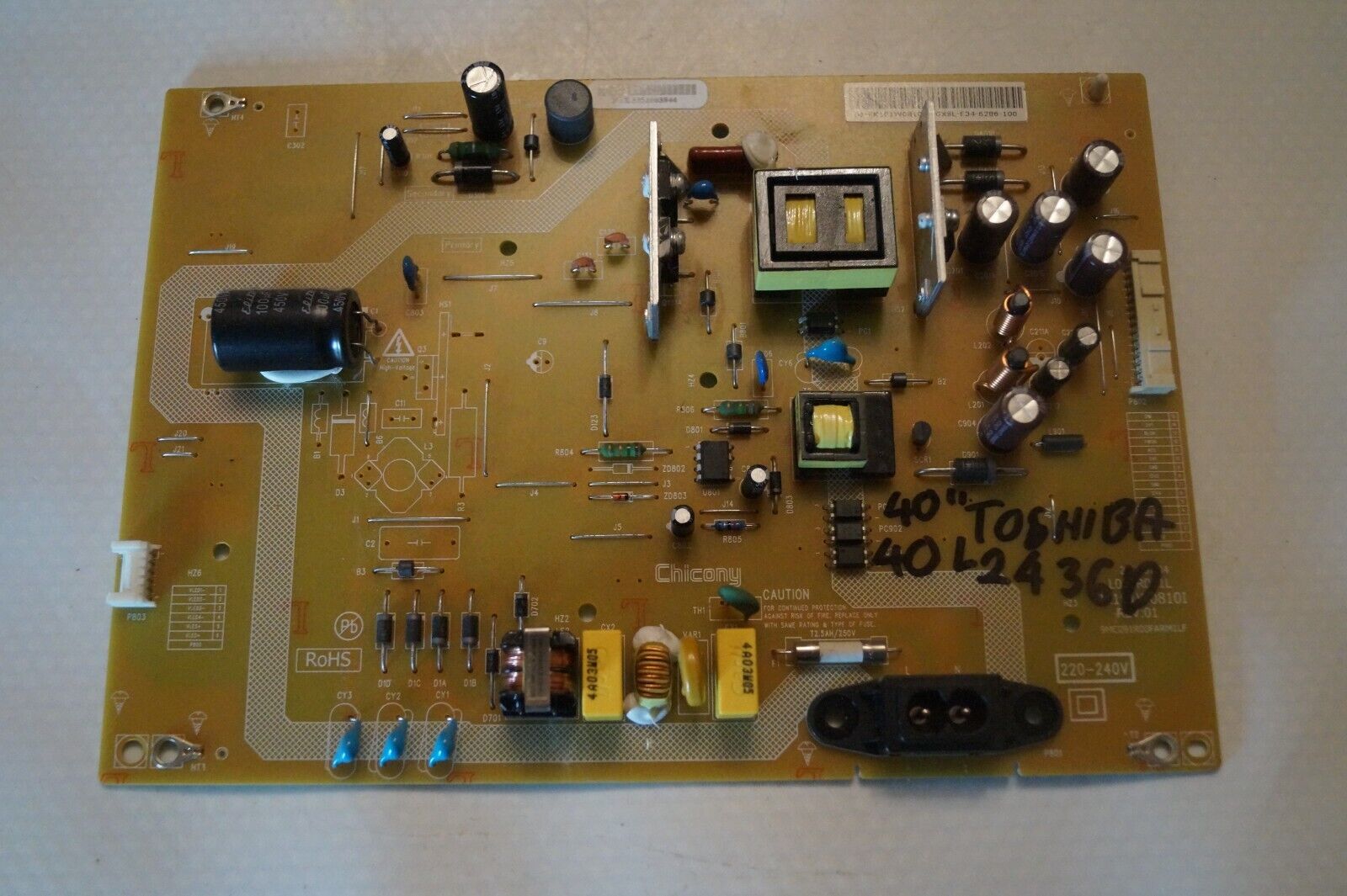 PSU POWER SUPPLY BOARD PK101W0810I FOR 40″ TOSHIBA 40L2436D TV, V400HJ6-ME2