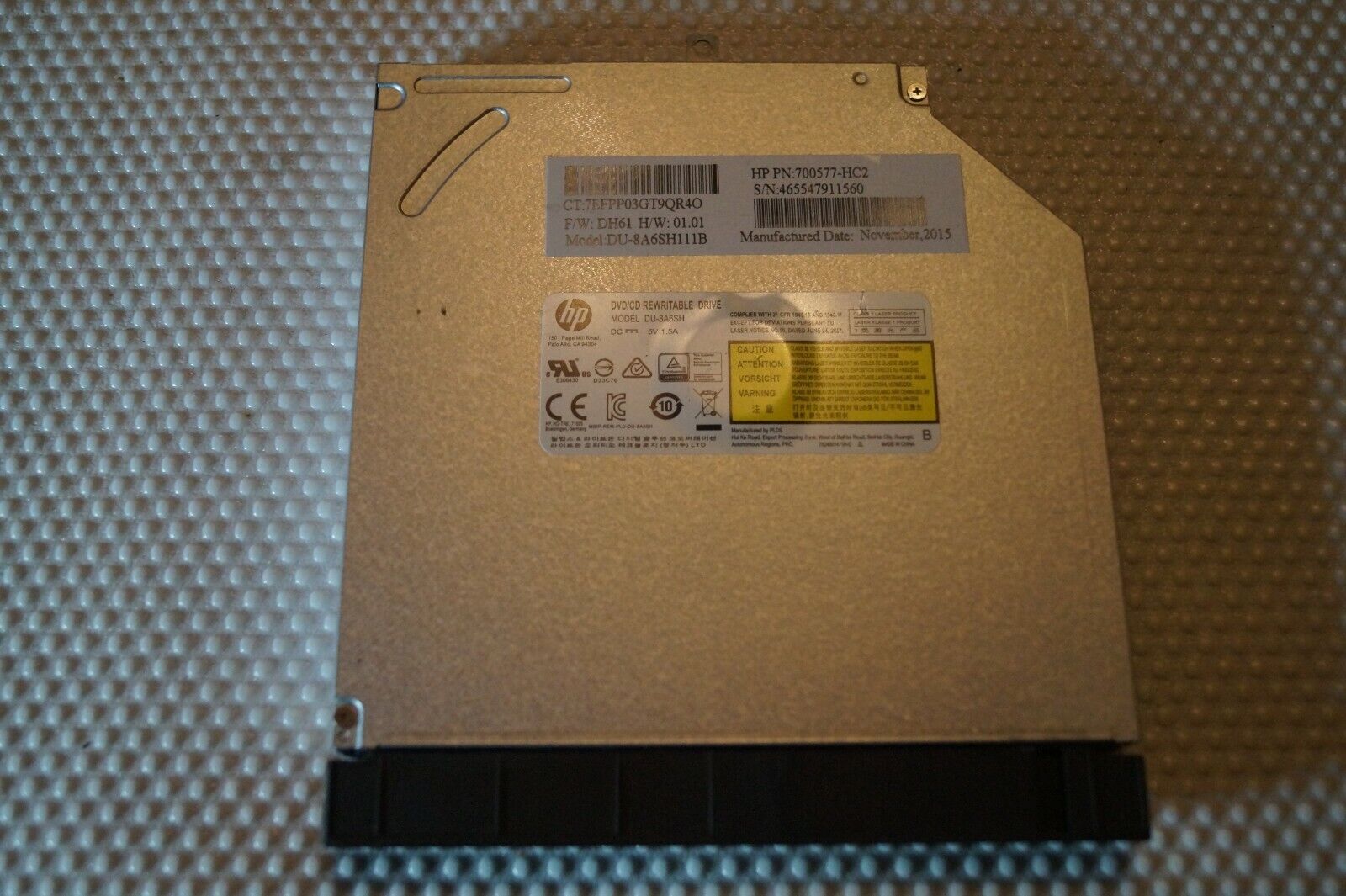 DVD DU-8A6SH OPTICAL DRIVE 700577-HC2 GENUINE FOR 14″ HP 14-CM LAPTOP GREY