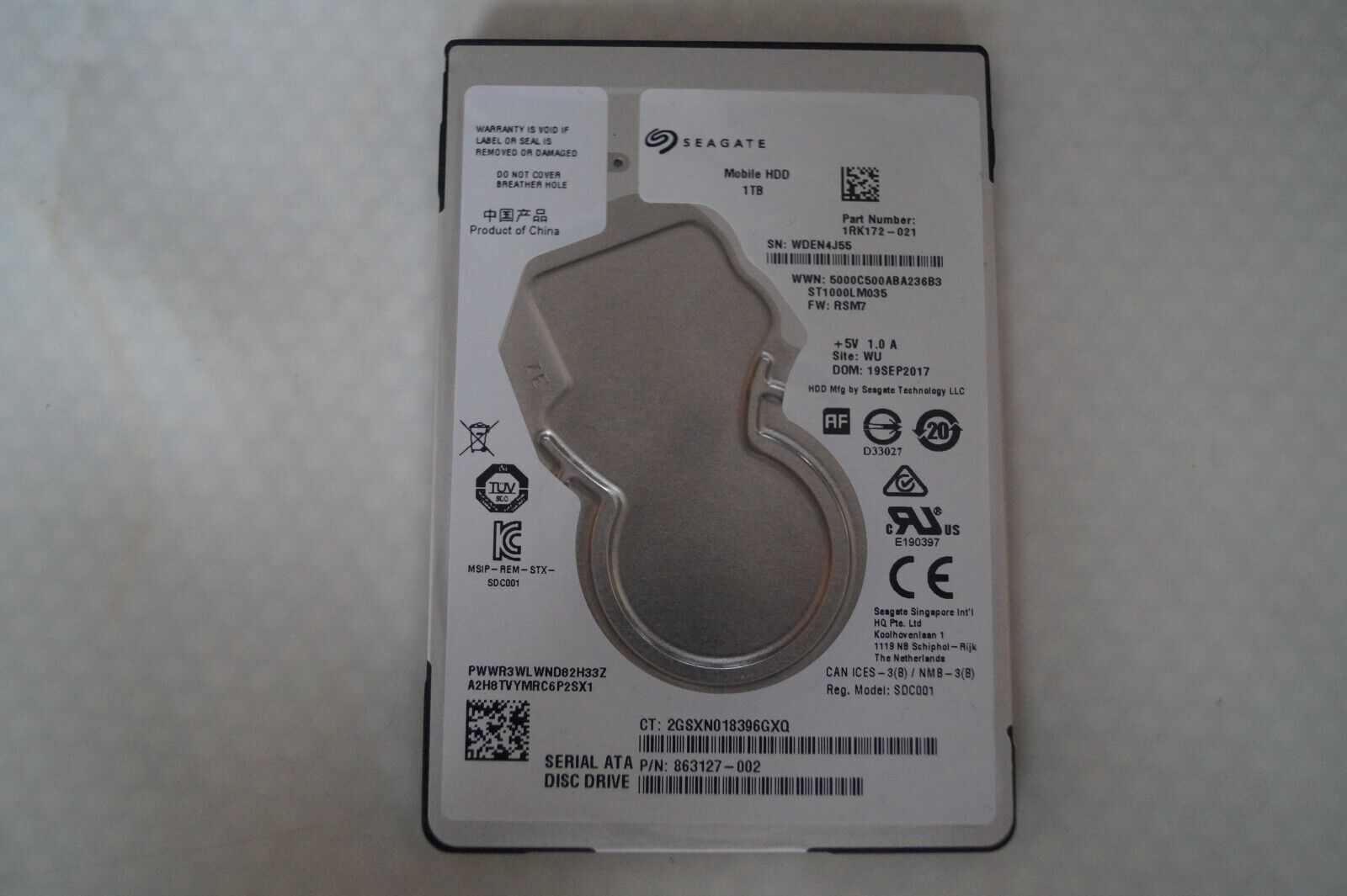 Seagate ST1000LM035 1RK172-021 WL1 RSM7 7mm Hard Drive 1TB 2.5″ HDD 863127-002