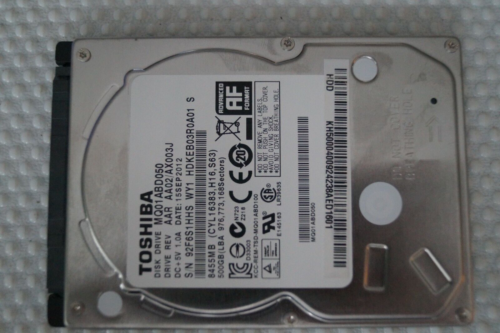 TOSHIBA 500GB , Internal, 2.5″ MQ01ABD050 HDD, LAPTOP HARD DRIVE