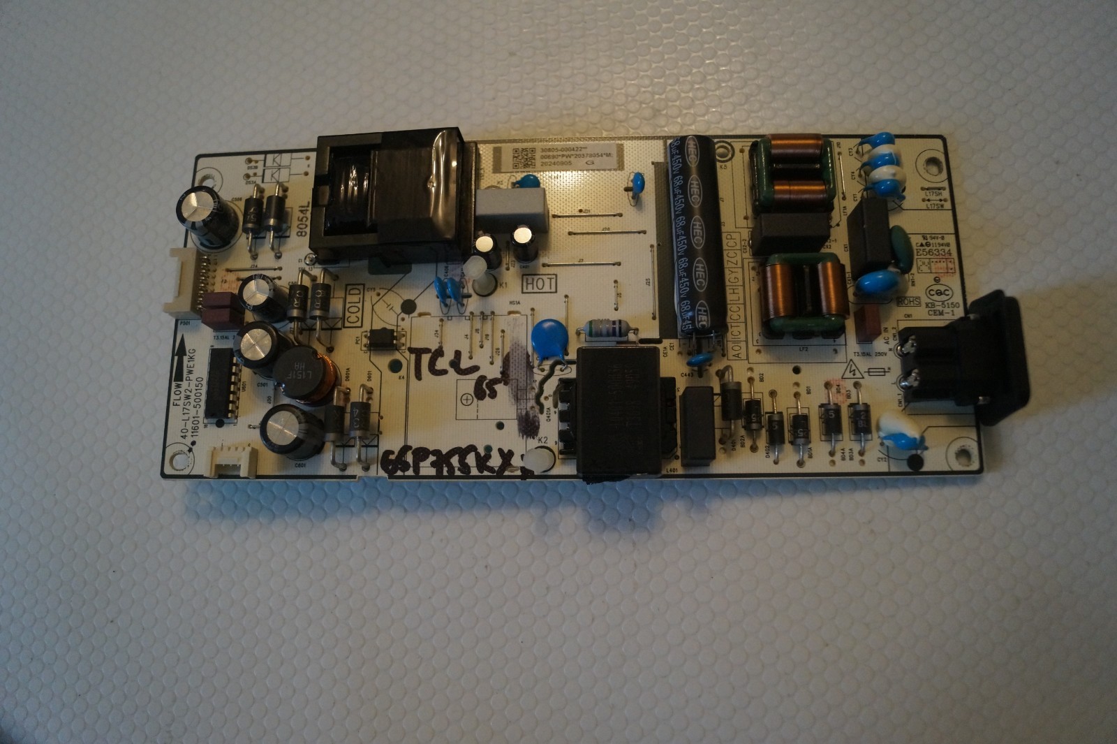 PSU POWER SUPPLY BOARD 40-L17SW2-PWE1KG 11601-500150 FOR 65″ TCL 65P755K TV