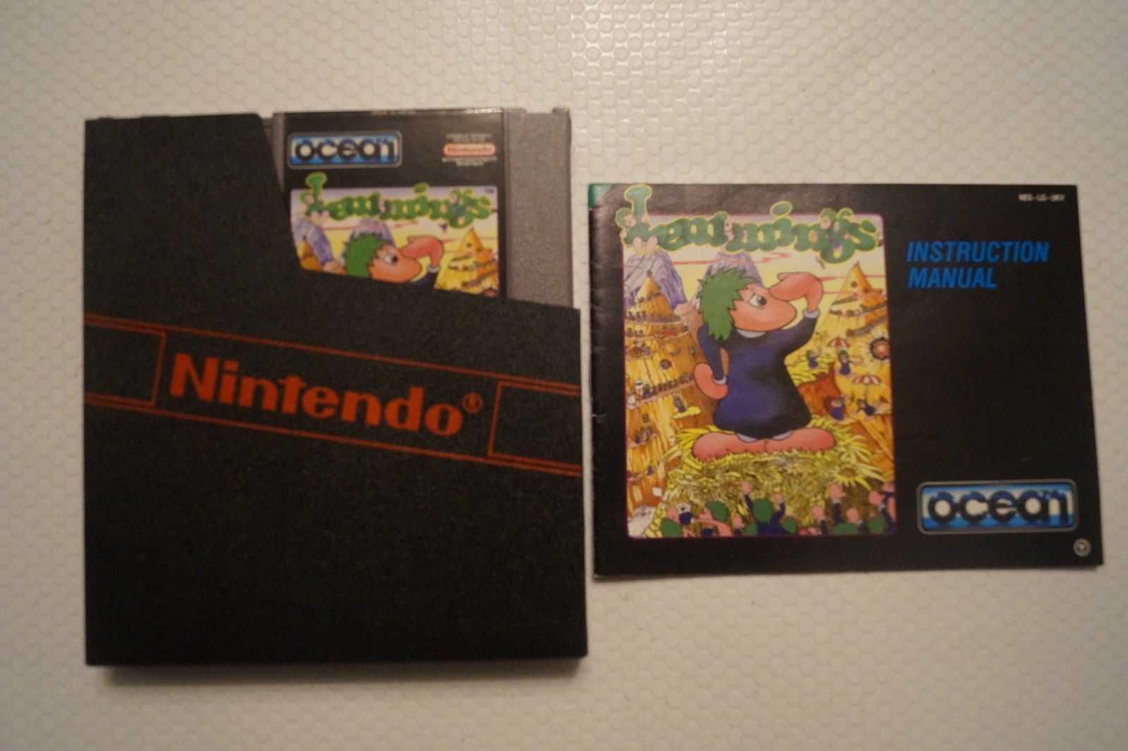 Lemmings Cart Sleeve and Manual Nes  Nintendo Game genuine , working